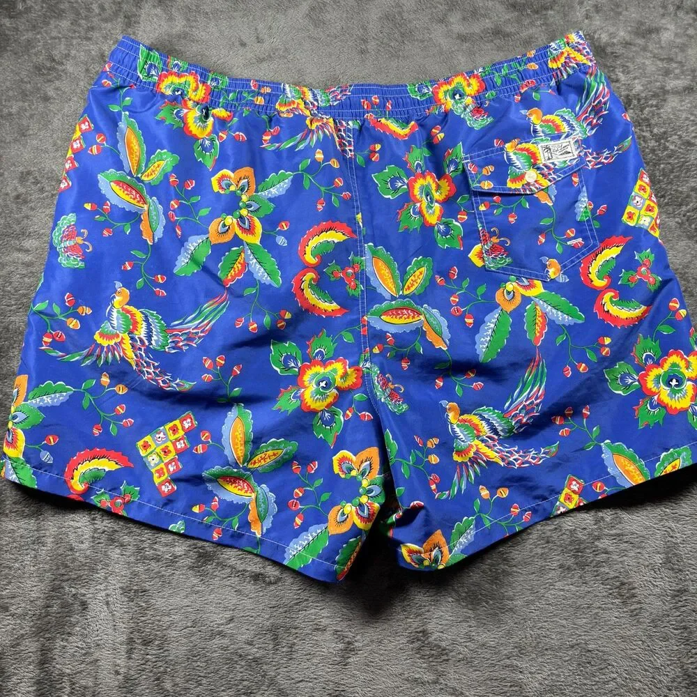 Polo Ralph Lauren Men Traveler Classic Swim Trunks Blue Floral Lined 3XB M141